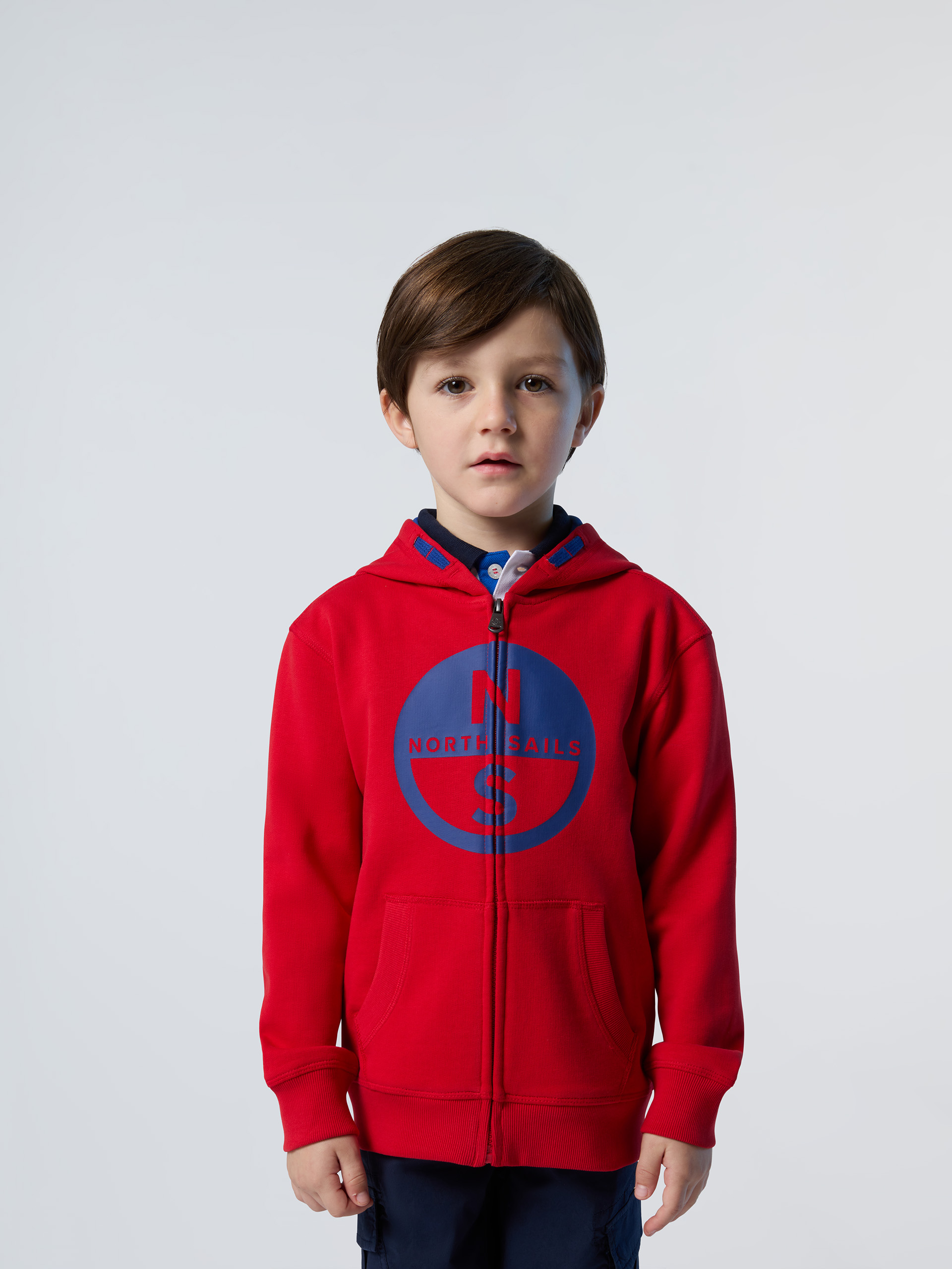 Sweat à capuche zippé avec maxi logo, NORTH SAILS
