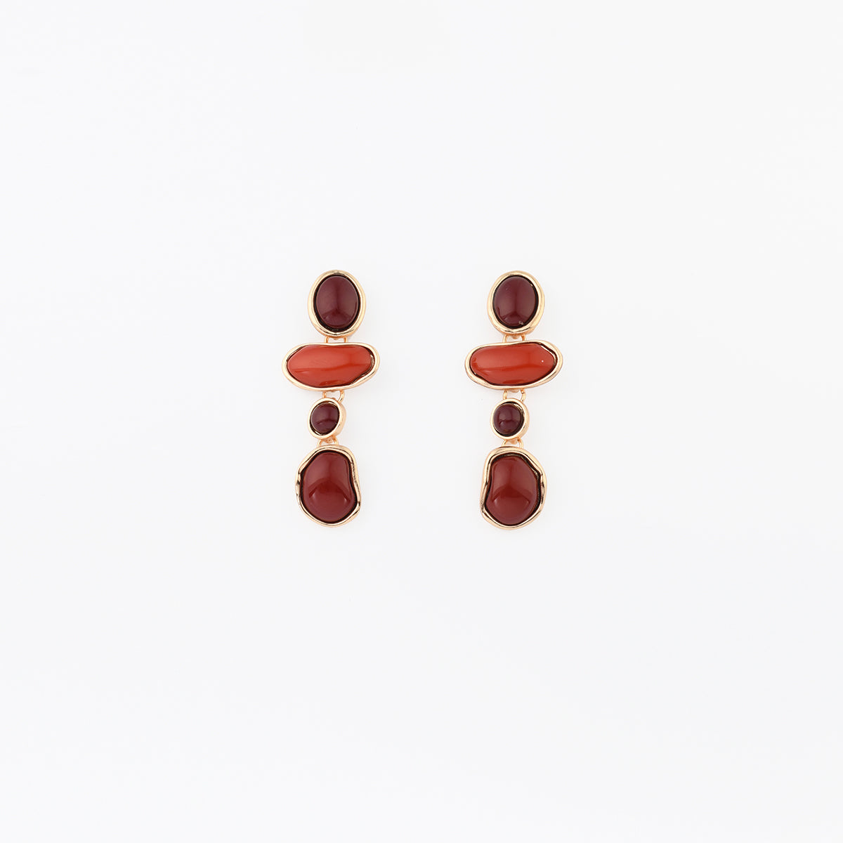 Boucles d'oreilles à cabochons bordeaux, BALABOOSTE