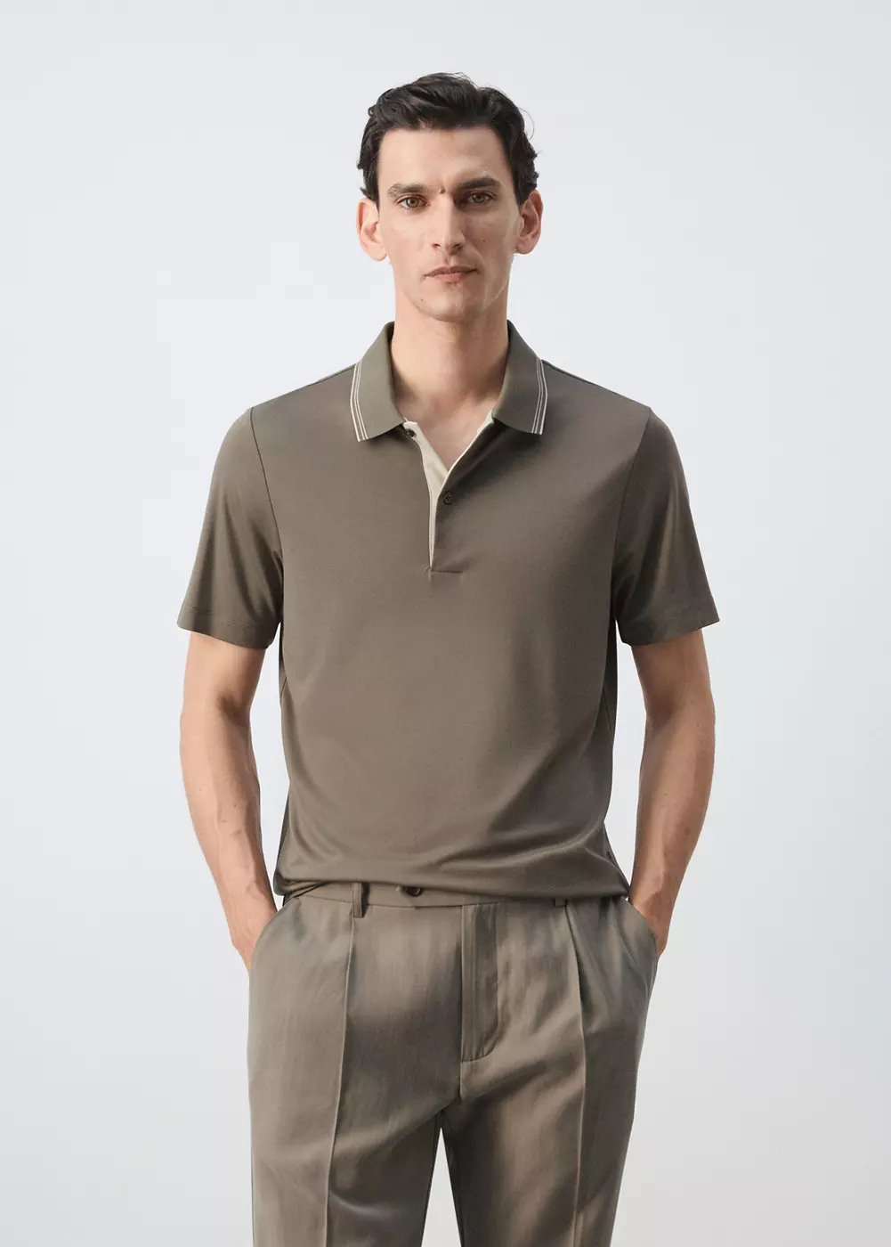 Polo slim fit détail col, MANGO MAN