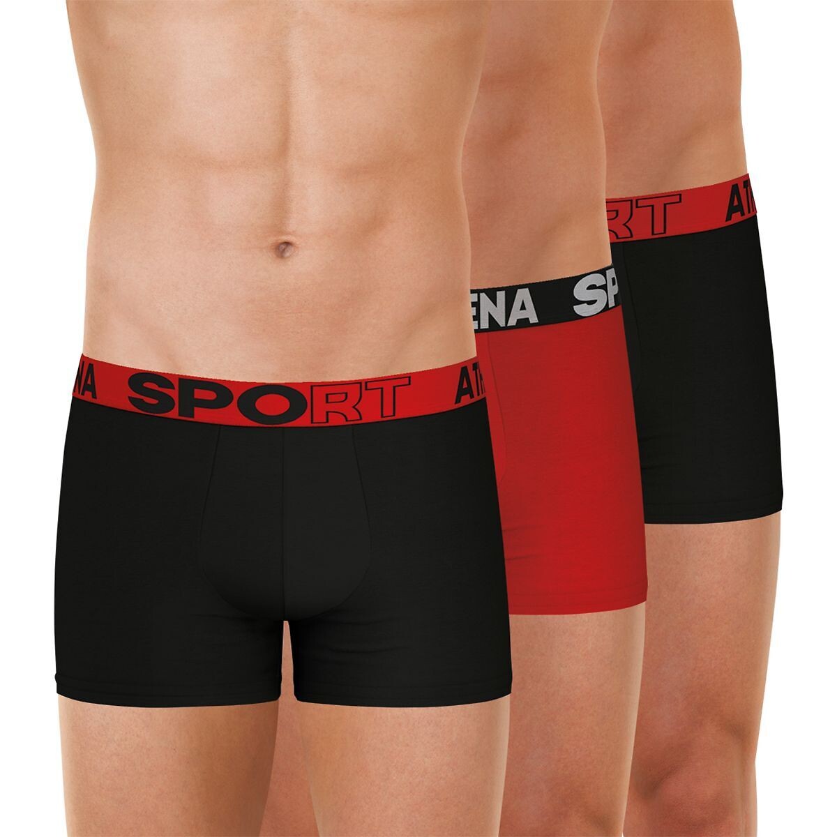 Lot de 3 boxers unis en microfibre, ATHENA
