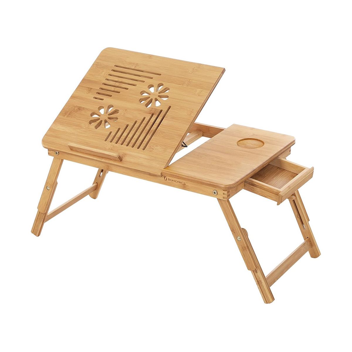Table de lit pliable en bambou pour pc portable inclinable - l55 cm Couleur  bois clair Calicosy