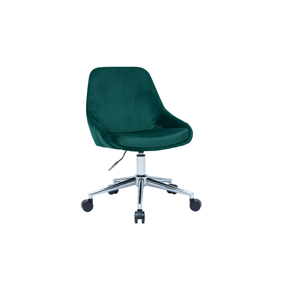 Chaise de bureau design à roulettes réglable en velours et acier chromé HOLO, MILIBOO