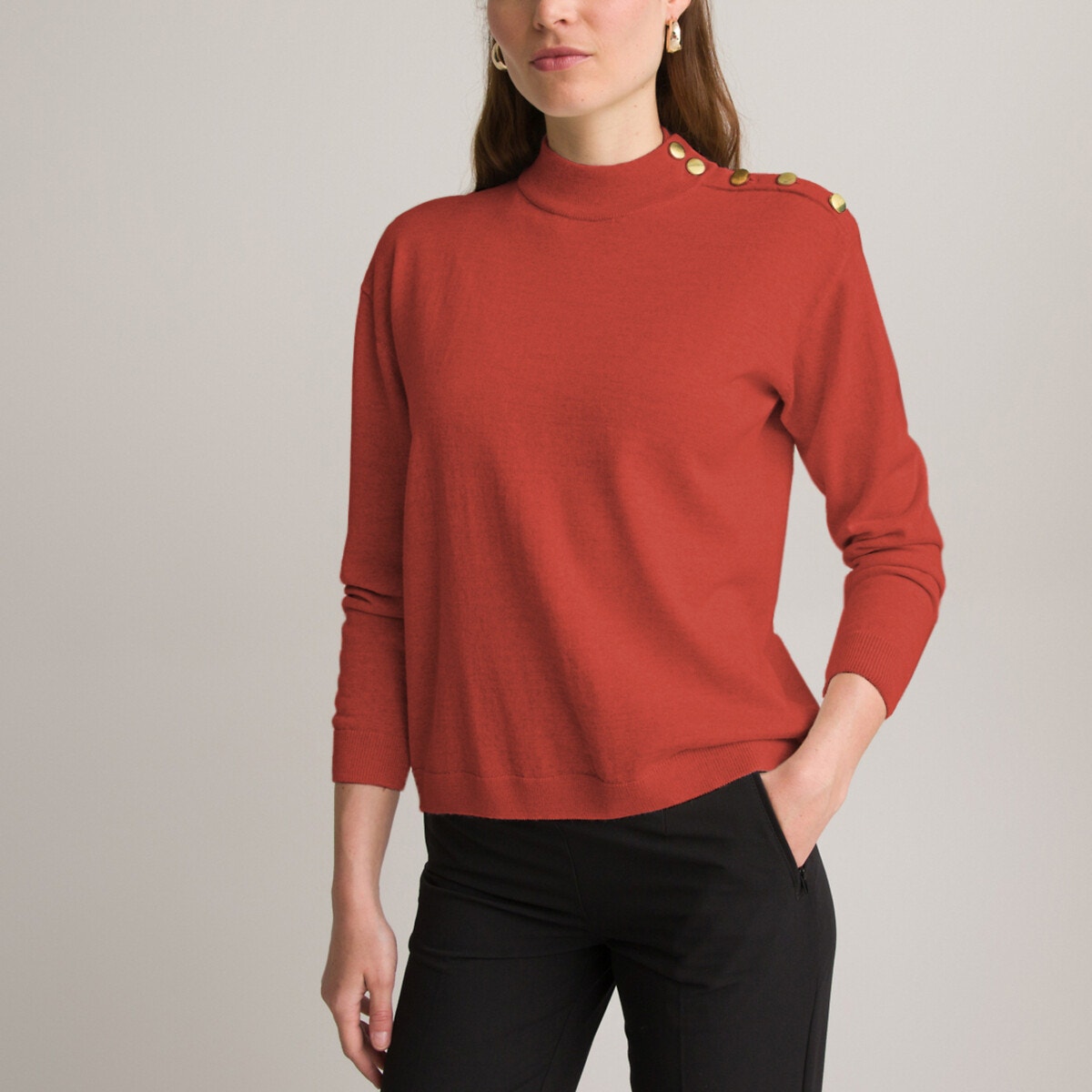 Pull col top montant boutonné femme