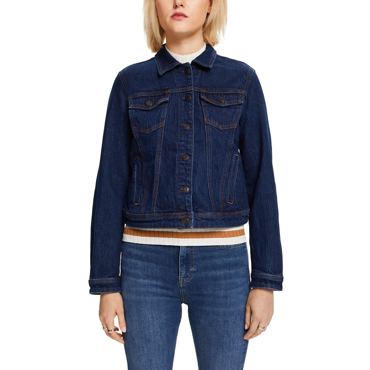 Denim jacket faded dark blue Esprit La Redoute