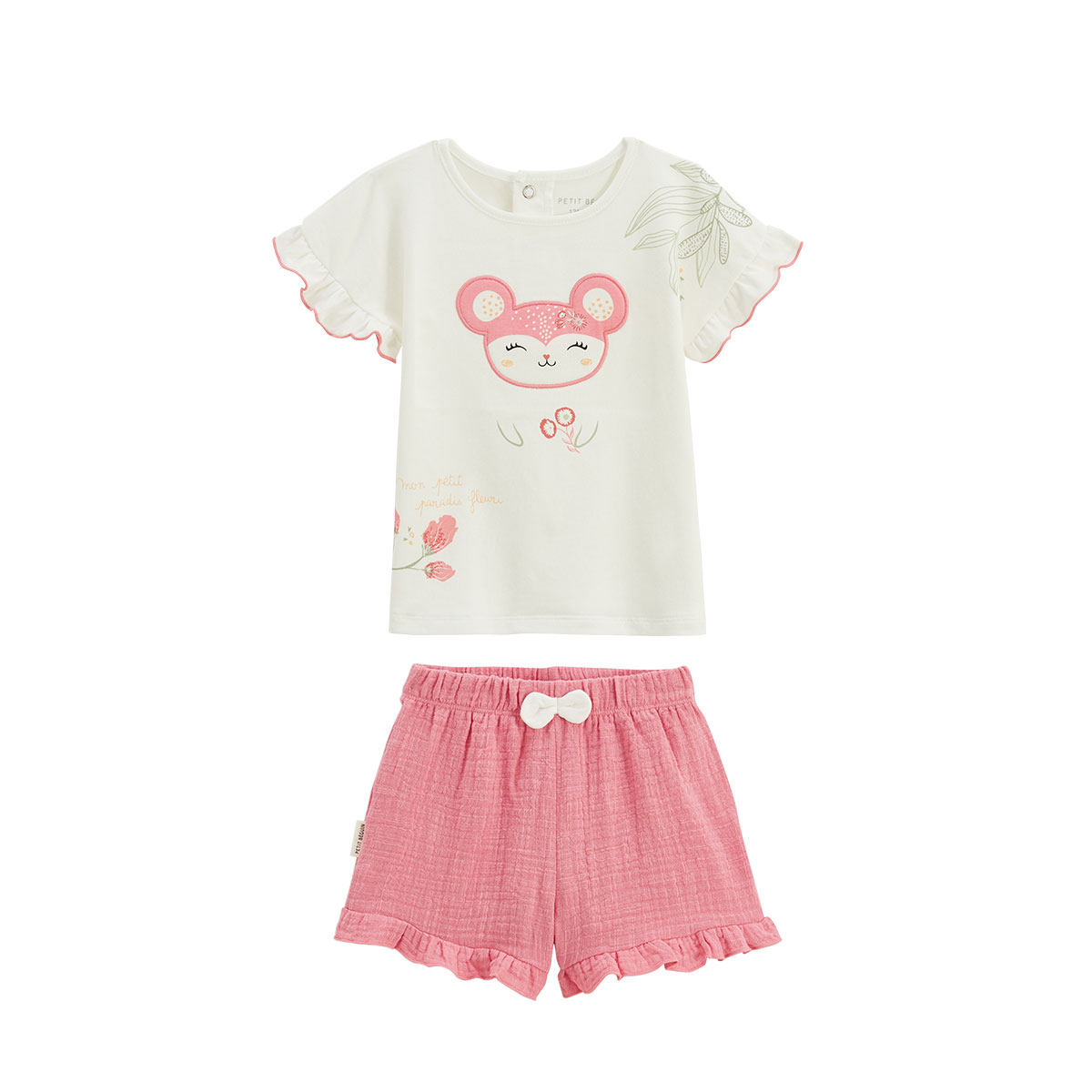 Ensemble enfant t-shirt et short en gaze de coton Anaelle, PETIT BEGUIN