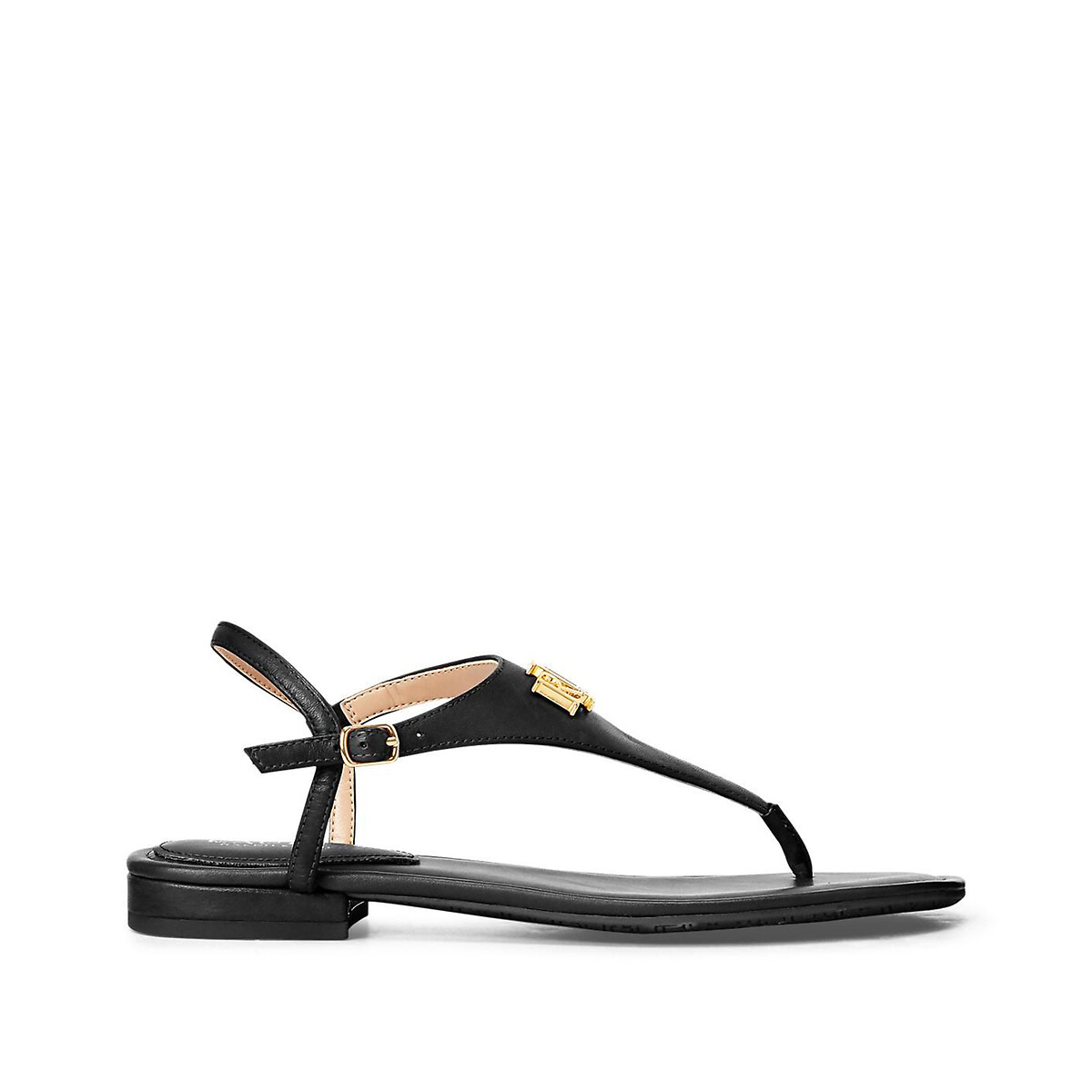 Leather Toe Post Sandals with Flat Heel