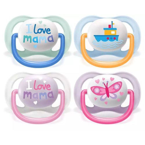 Lot de 2 sucettes ultra air 0/6 mois i love mama Philips Avent