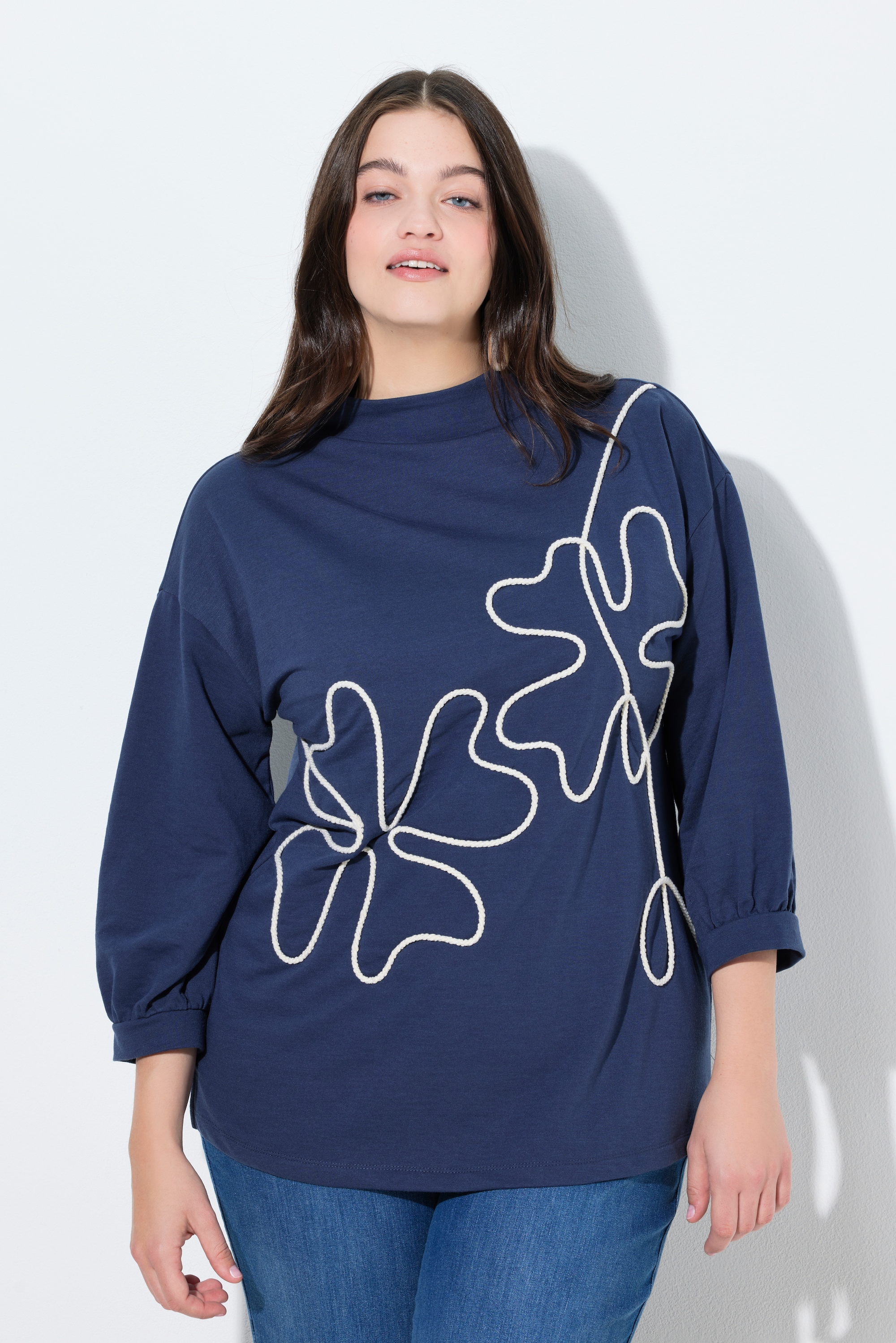 Sweat-shirt en coton bio, trèfles en corde, ULLA POPKEN