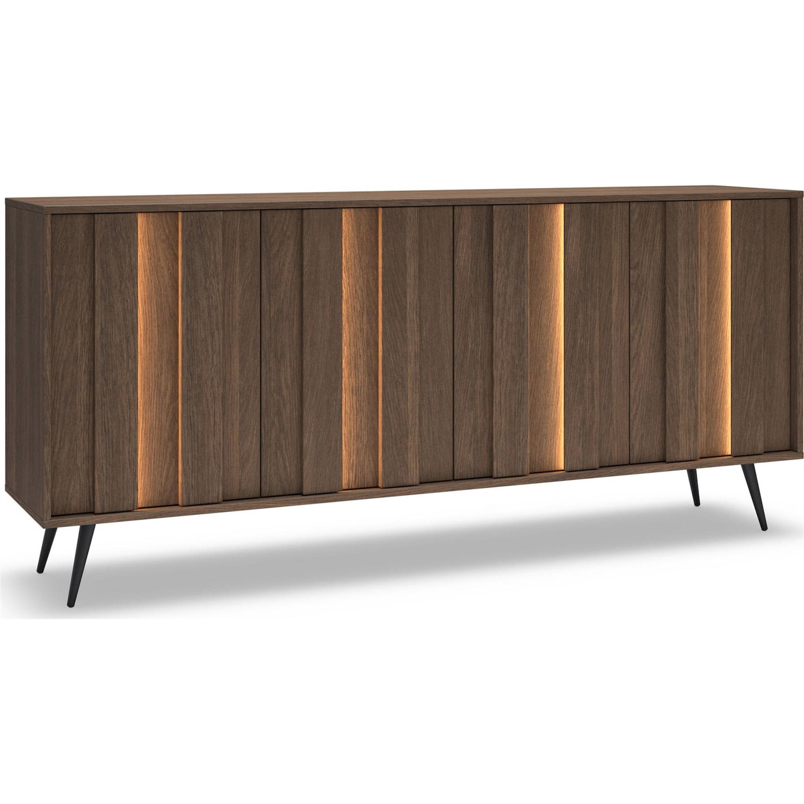Buffet AMARO 4 portes en bois avec éclairage LED, RECOLLECTION