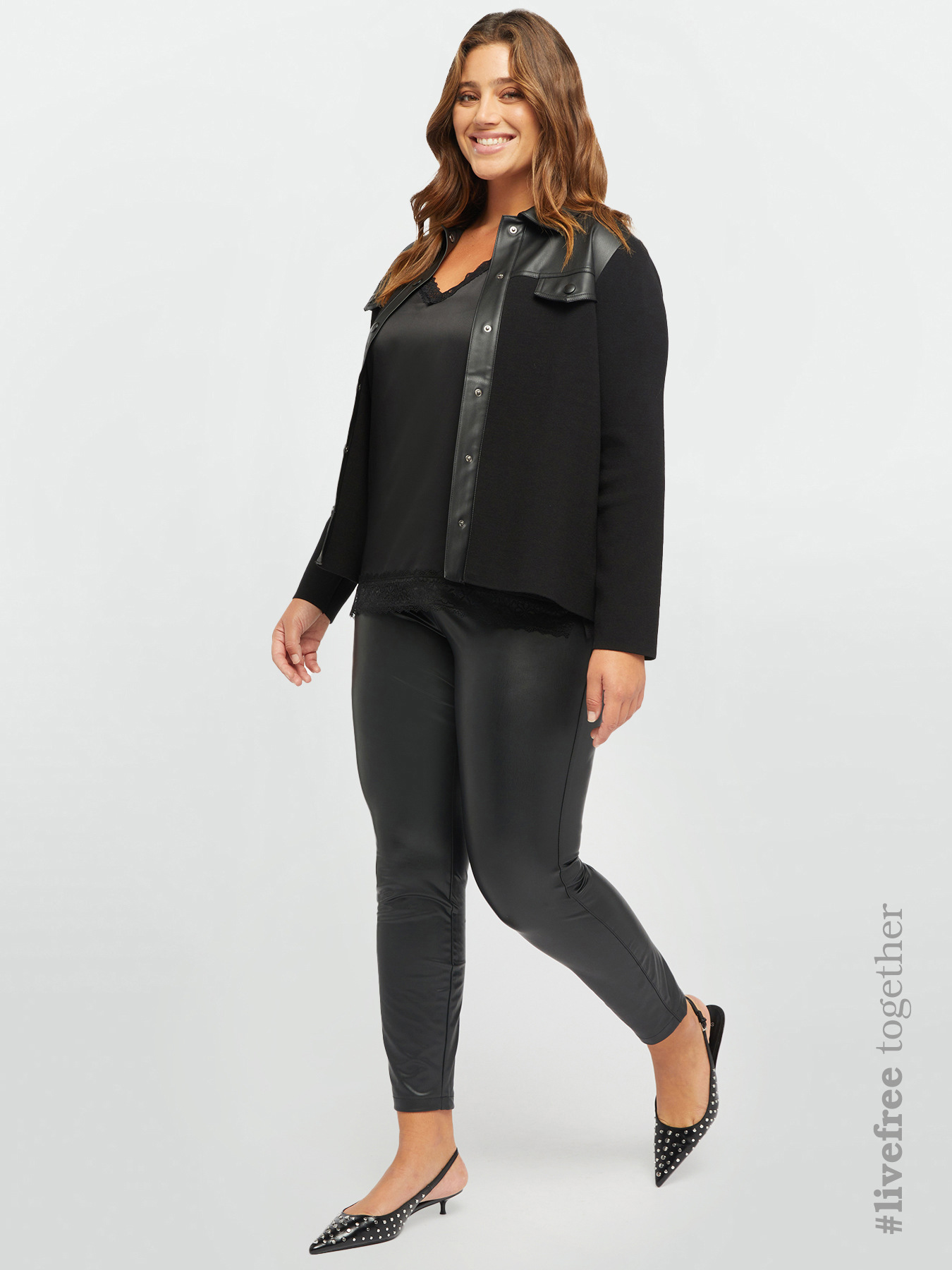Legging en tissu brillant obtenu à partir de fibres recyclées, FIORELLA RUBINO