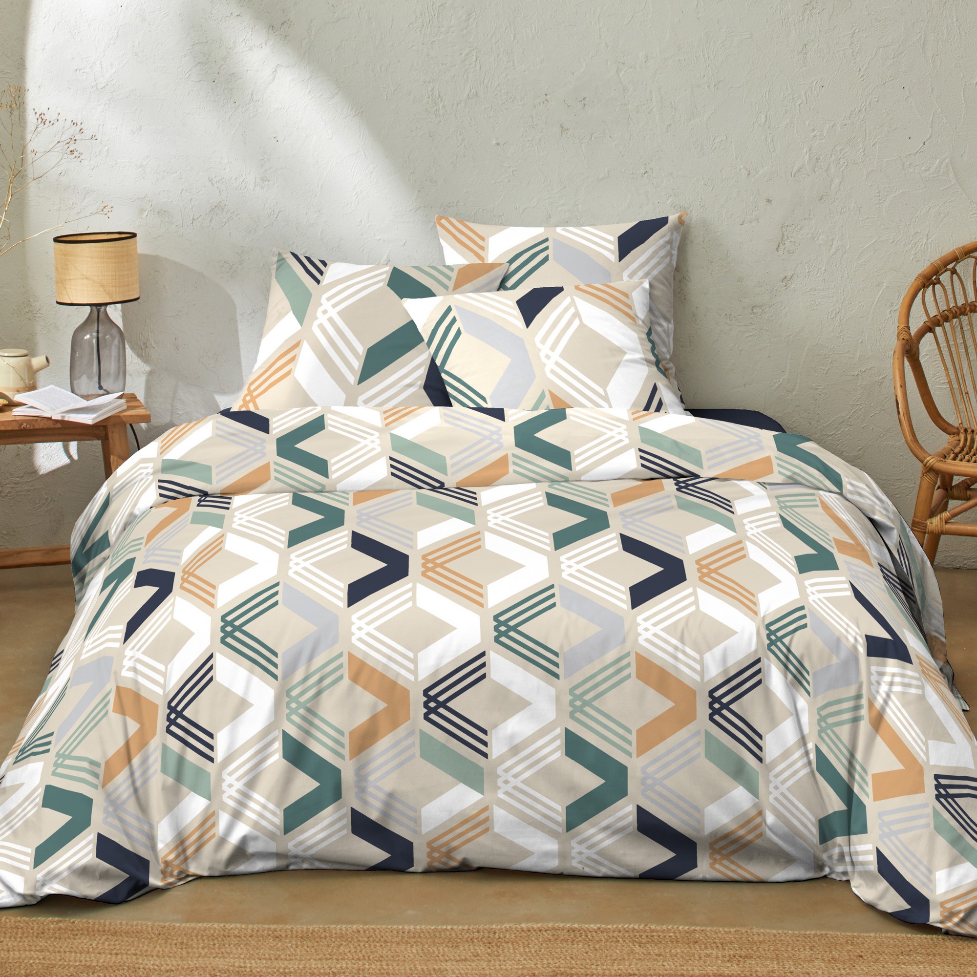 Parure de lit - Housse de couette + taie 100% Coton 57 fils, EDEN