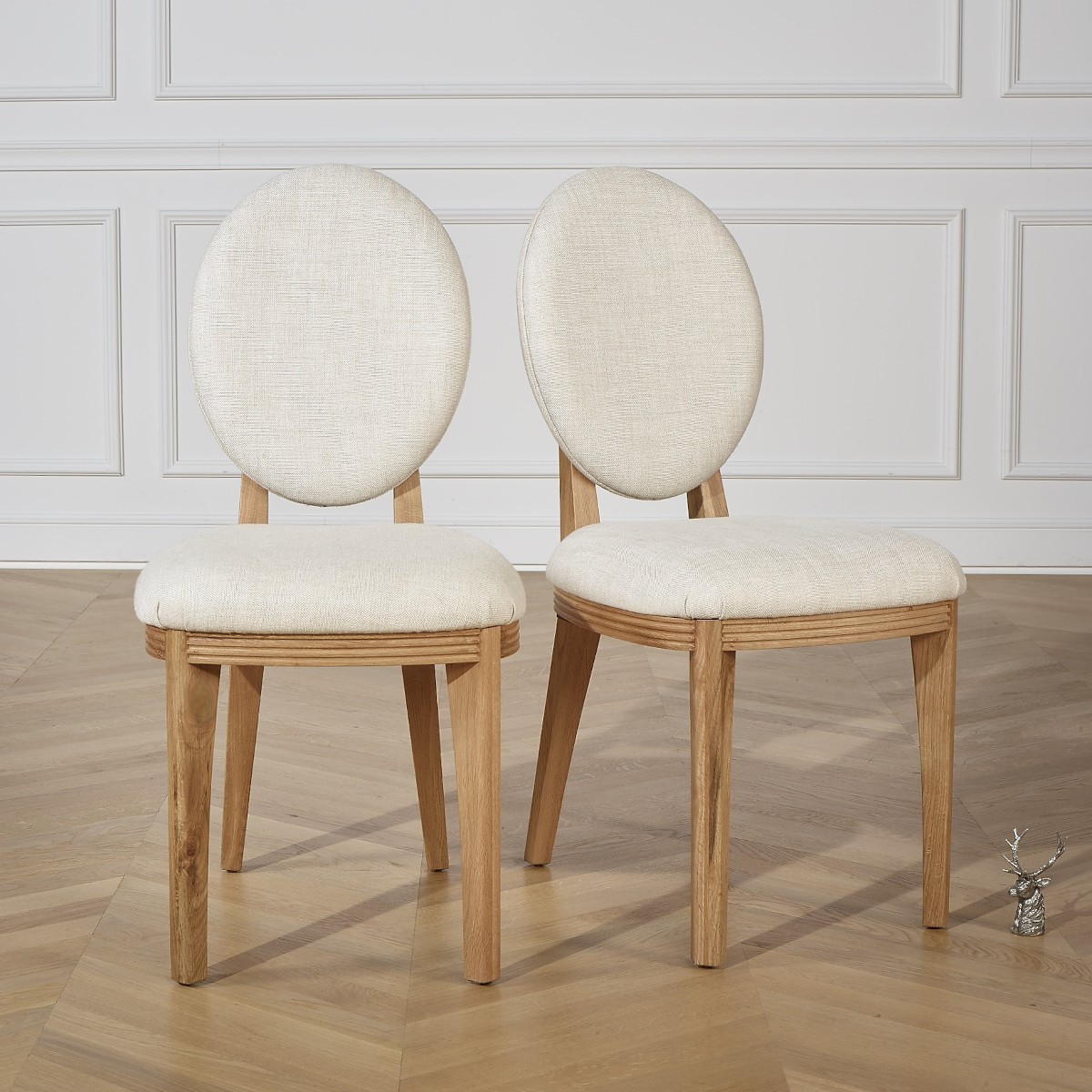 Lot de 2 chaises en chêne et lin CALVIN, ROBIN DES BOIS