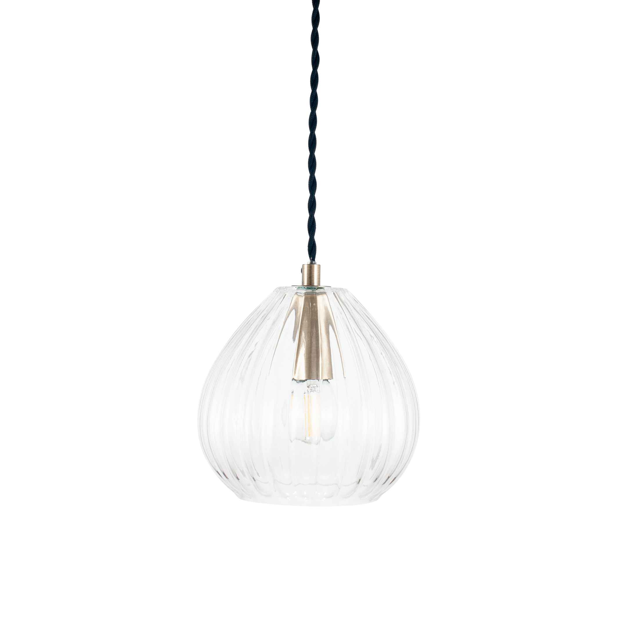 Clear ribbed glass with antique brass 
