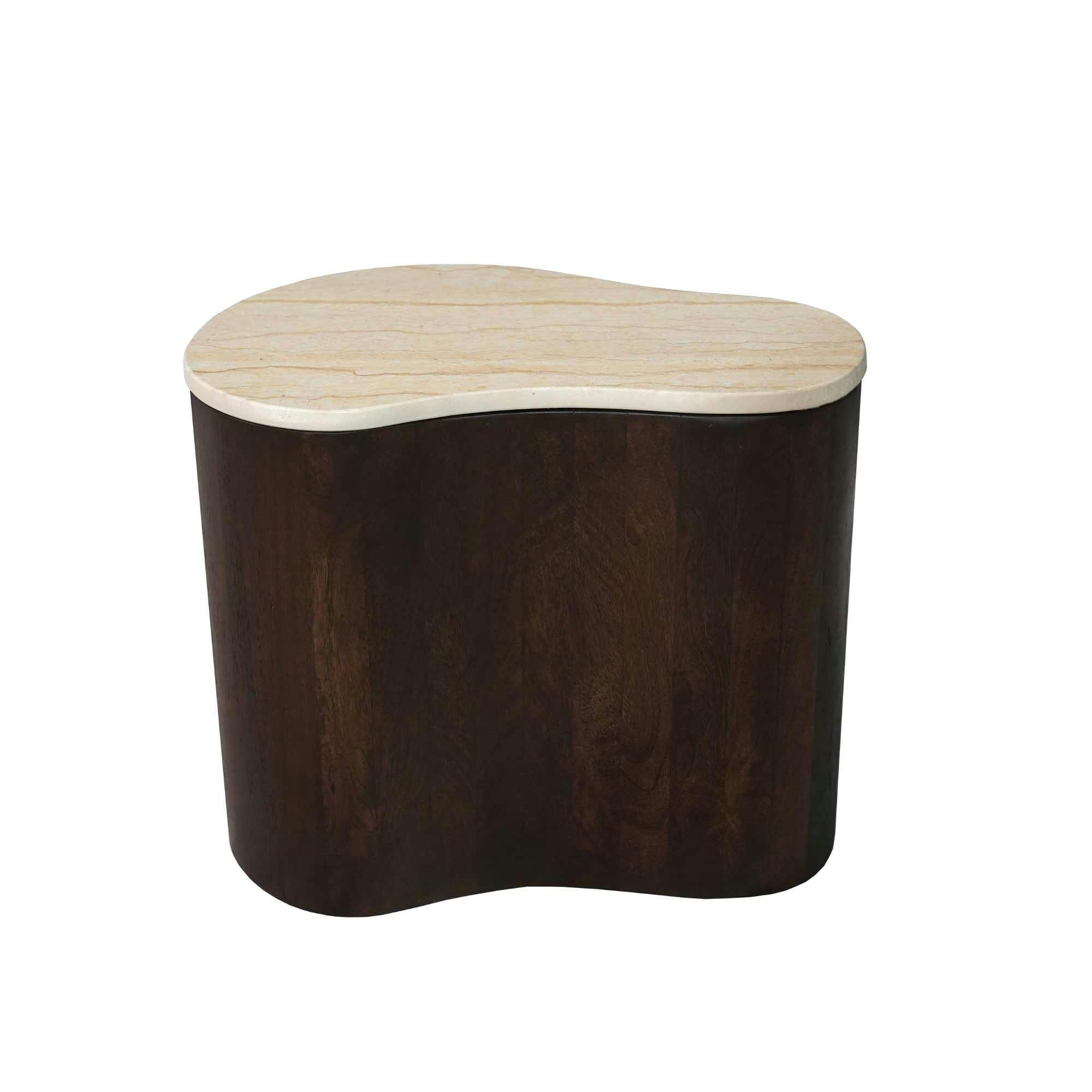 Table basse design en marbre et bois, forme organique DUOMO, PIER IMPORT