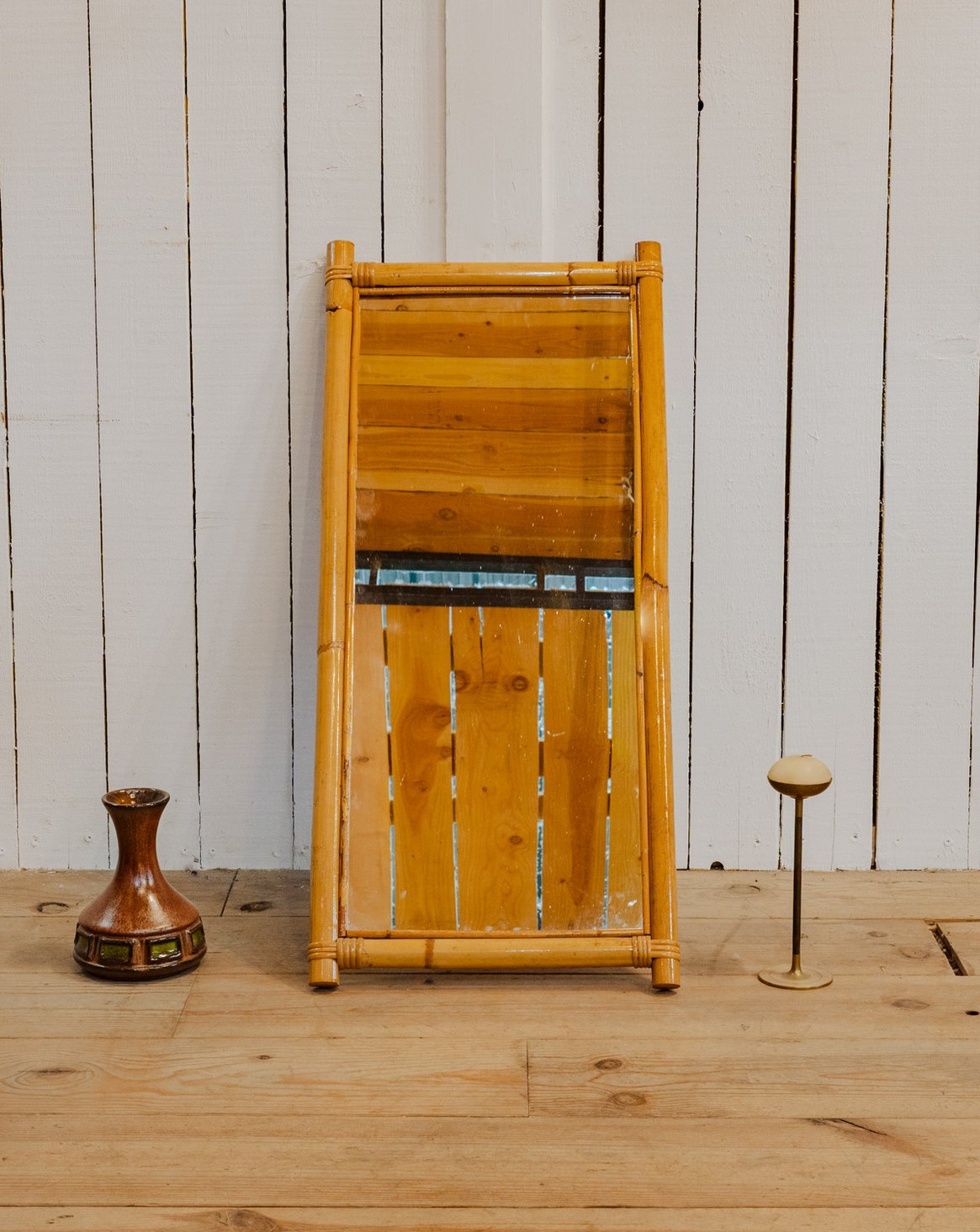 Miroir en bambou Georges N°1524 - Bon état, DEBONGOUT