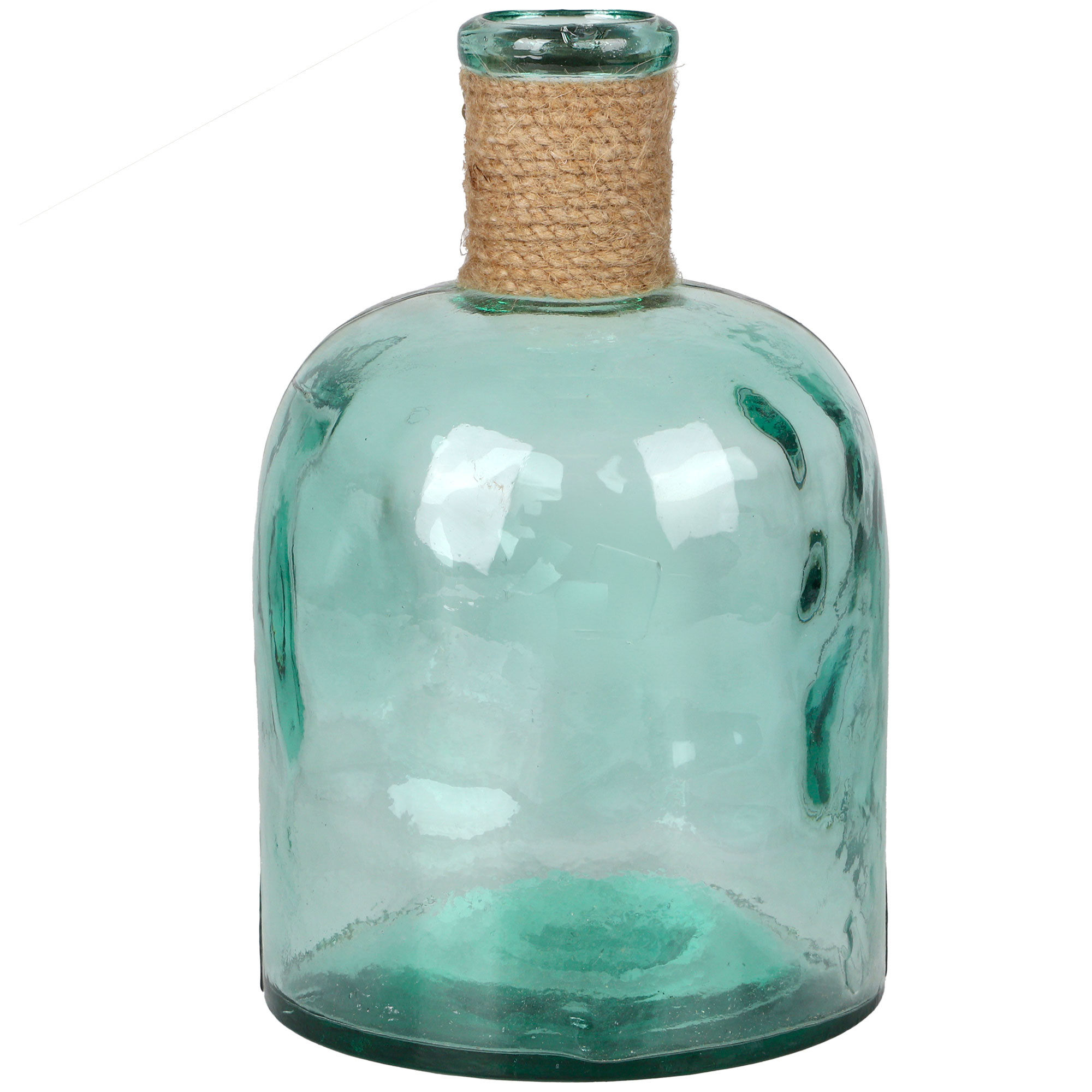 Vase rond en verre recyclé et corde en jute 15x15x25cm, WADIGA