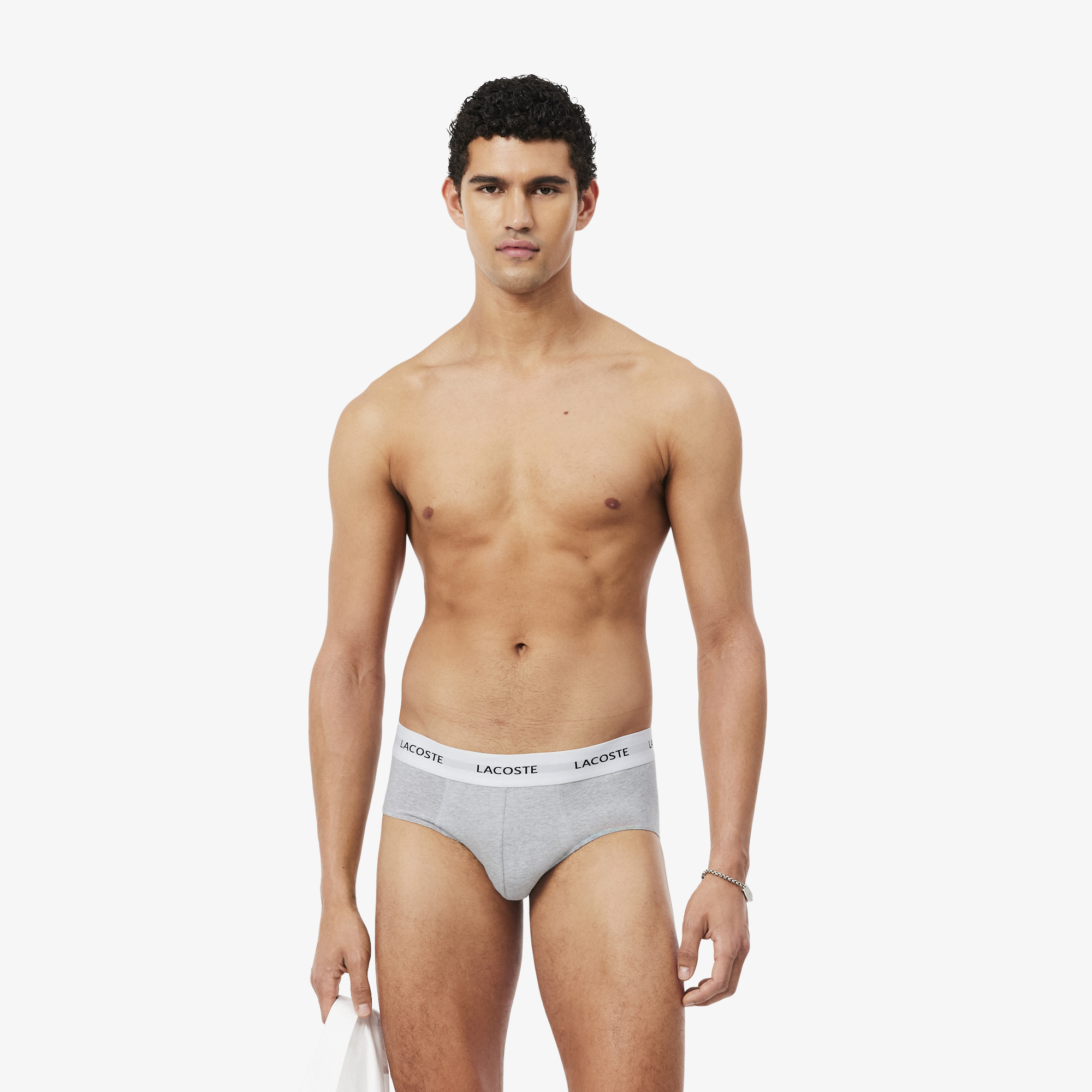 Lot de 3 slips coton stretch, LACOSTE