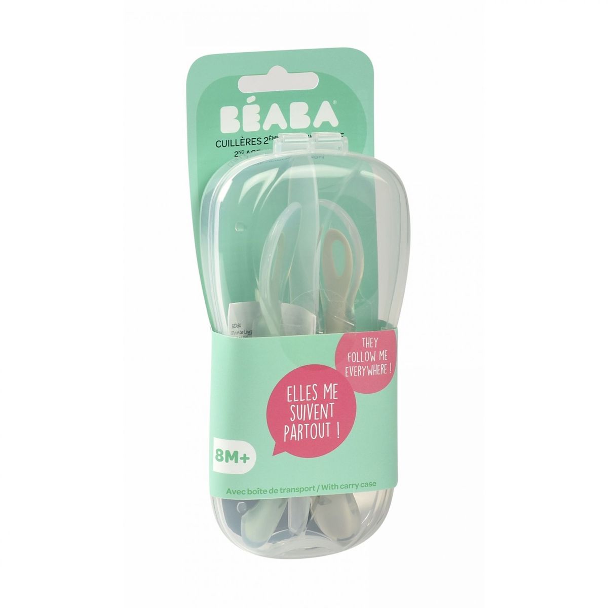 BEABA® Cuillère bébé 2e âge 8 mois+ silicone gris velours/vert