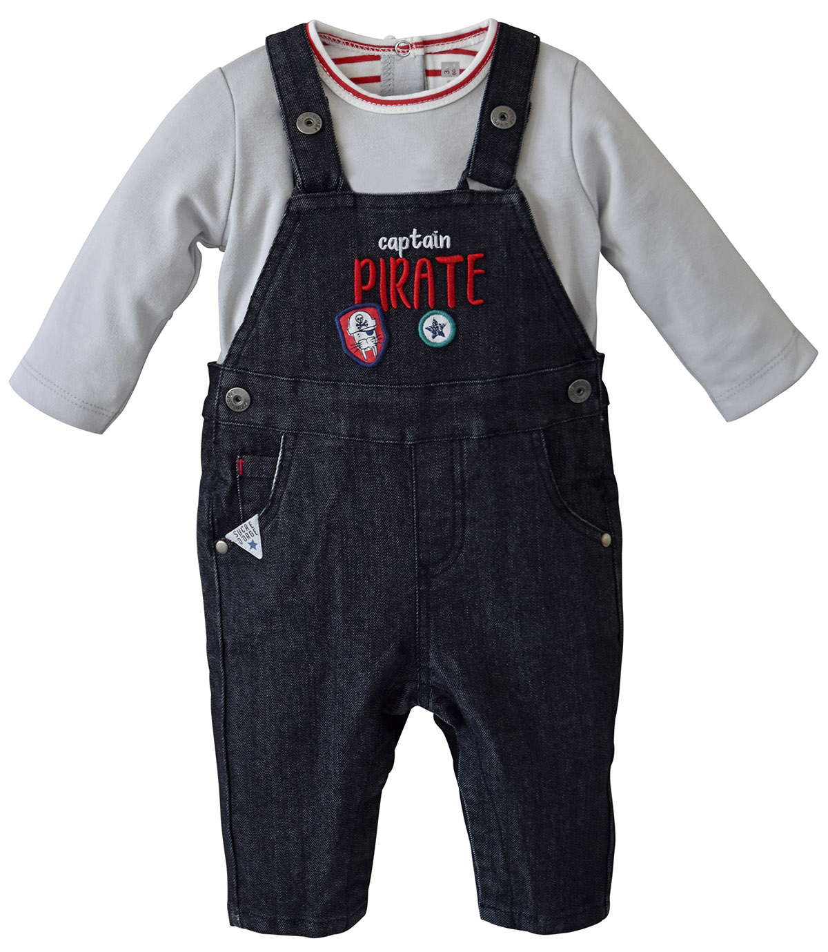 Ensemble salopette t shirt baptistin sucre d'orge, SUCRE D'ORGE