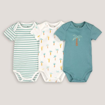 Pack of 3 Printed Bodysuits in Cotton with Short Sleeves LA REDOUTE COLLECTIONS