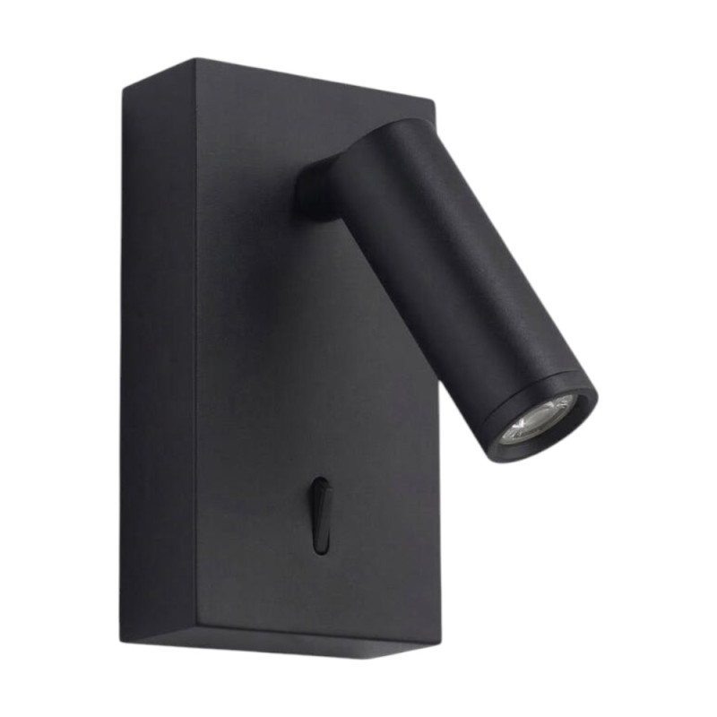 Applique liseuse led avec interrupteur noir mat Asiap, MILLUMINE