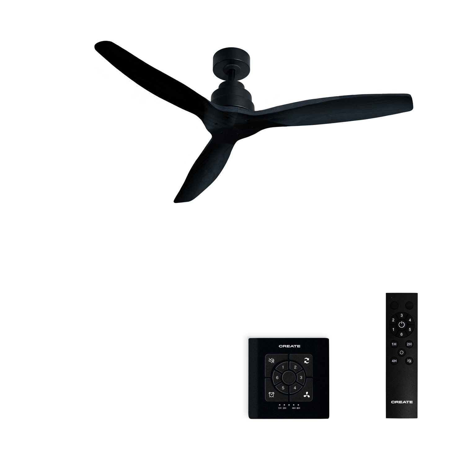 Ventilateur de plafond 40W sans lumière avec contrôleur mural WIND STYLANCE NATURAL WOOD, CREATE