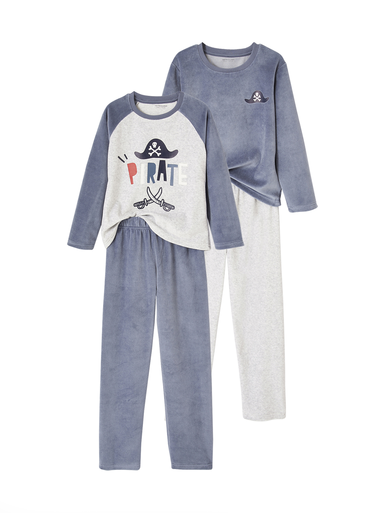 Lot de 2 pyjamas pirates en velours, VERTBAUDET