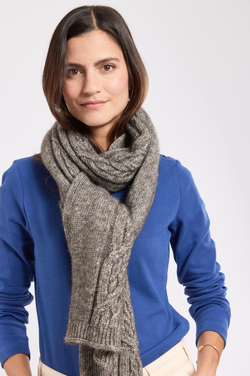 Echarpe avec torsades en coton et laine, ARMOR-LUX