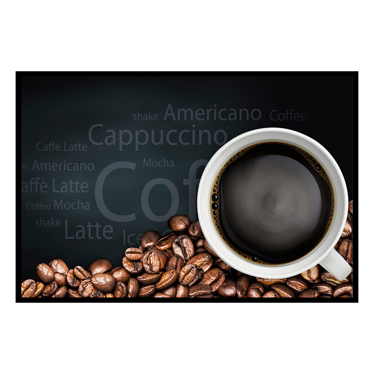 Affiche encadrée tasse de café grains, HEXOA