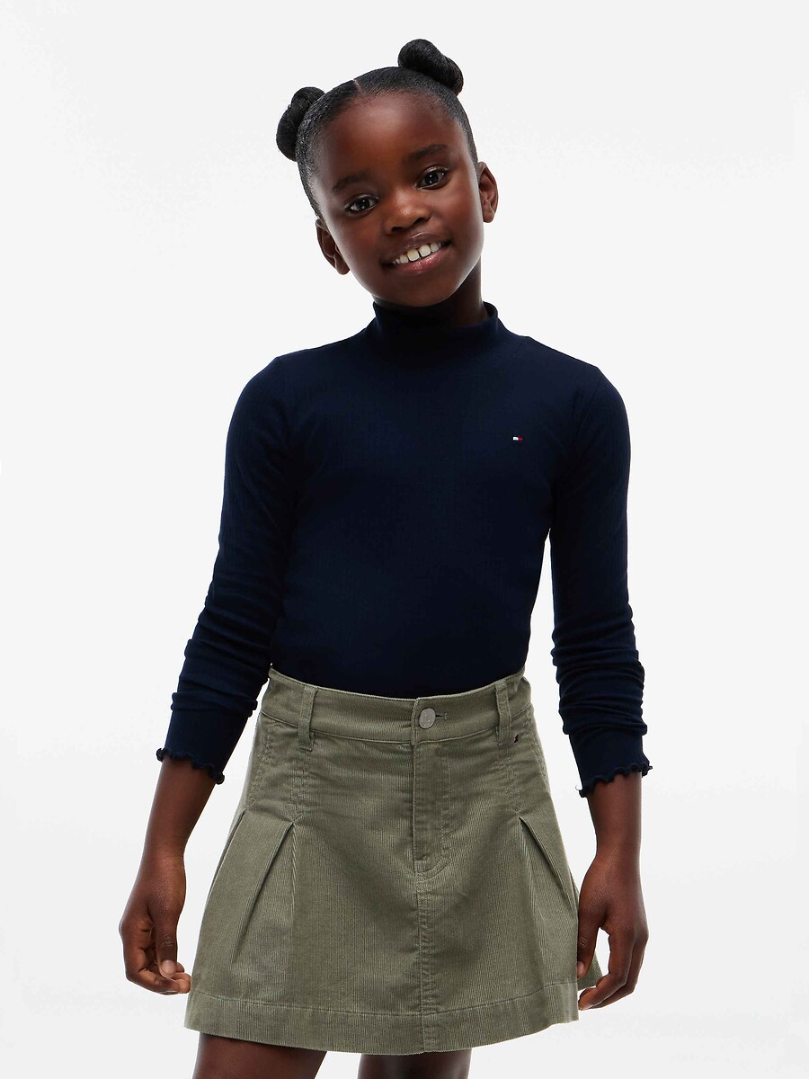 High Neck Ribbed T-Shirt with Long Sleeves, TOMMY HILFIGER