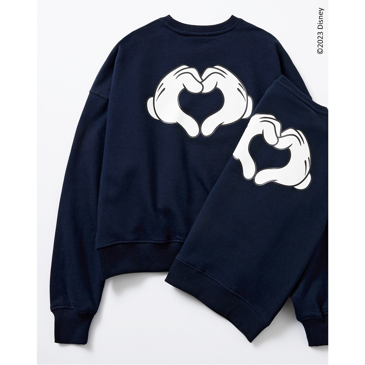 Cotton mix sweatshirt with crew neck, navy blue, Disney | La Redoute