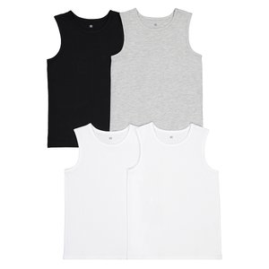 Pack of 4 Vest Tops in Cotton LA REDOUTE COLLECTIONS image