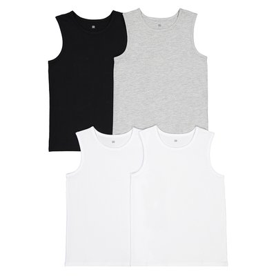Pack of 4 Vest Tops in Cotton LA REDOUTE COLLECTIONS