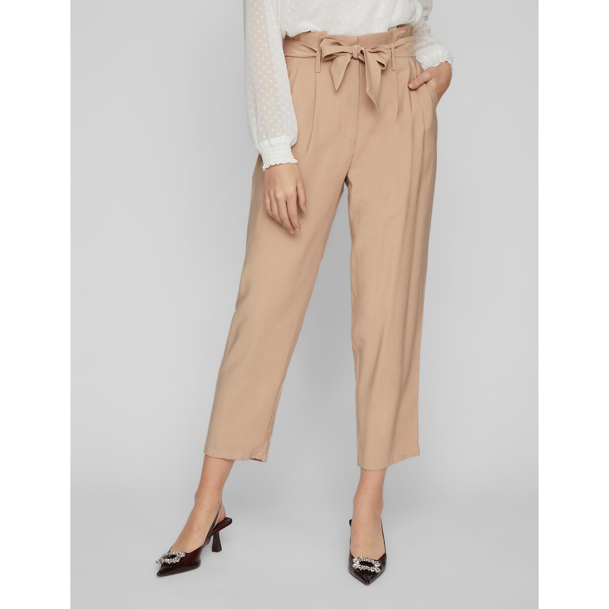 Ankle Grazer Trousers with High Waist