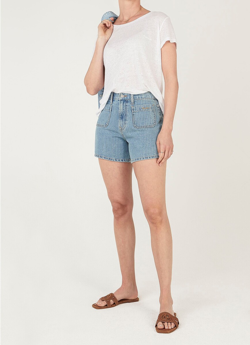Short en denim, à rayures, PEPE JEANS