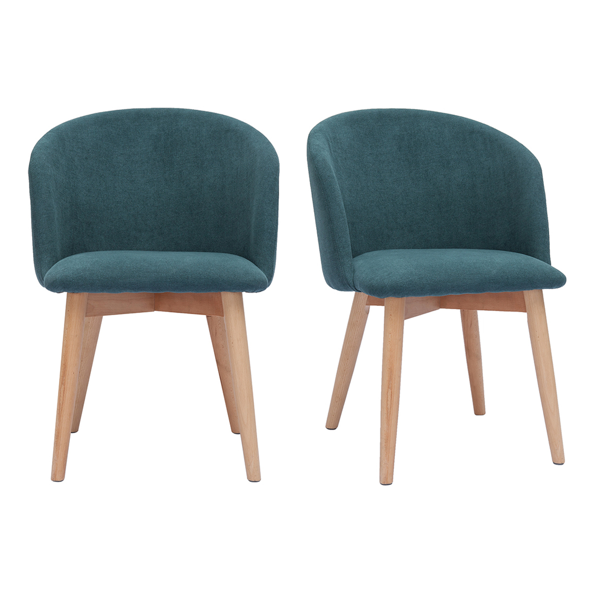 Chaises scandinaves en tissu effet velours et bois clair massif (lot de 2) VANITY, MILIBOO