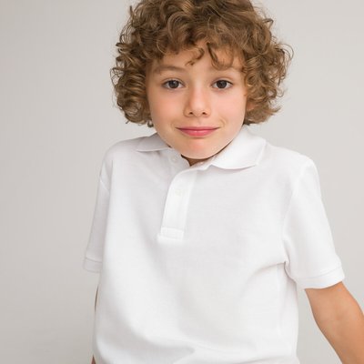 Organic Cotton Pique Polo Shirt with Short Sleeves LA REDOUTE COLLECTIONS