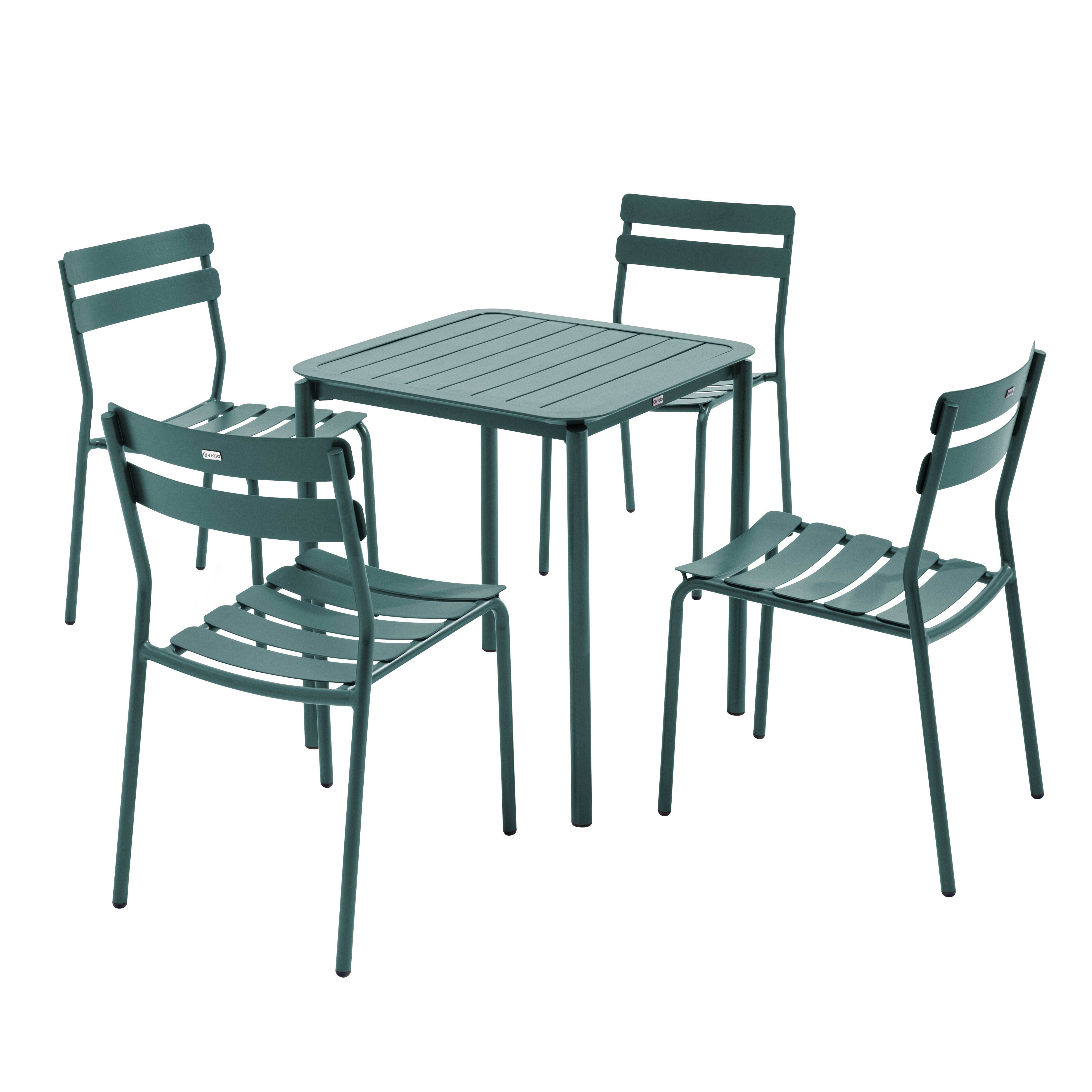 Table de terrasse 70cm et 4 chaises en aluminium, ALMADA, OVIALA