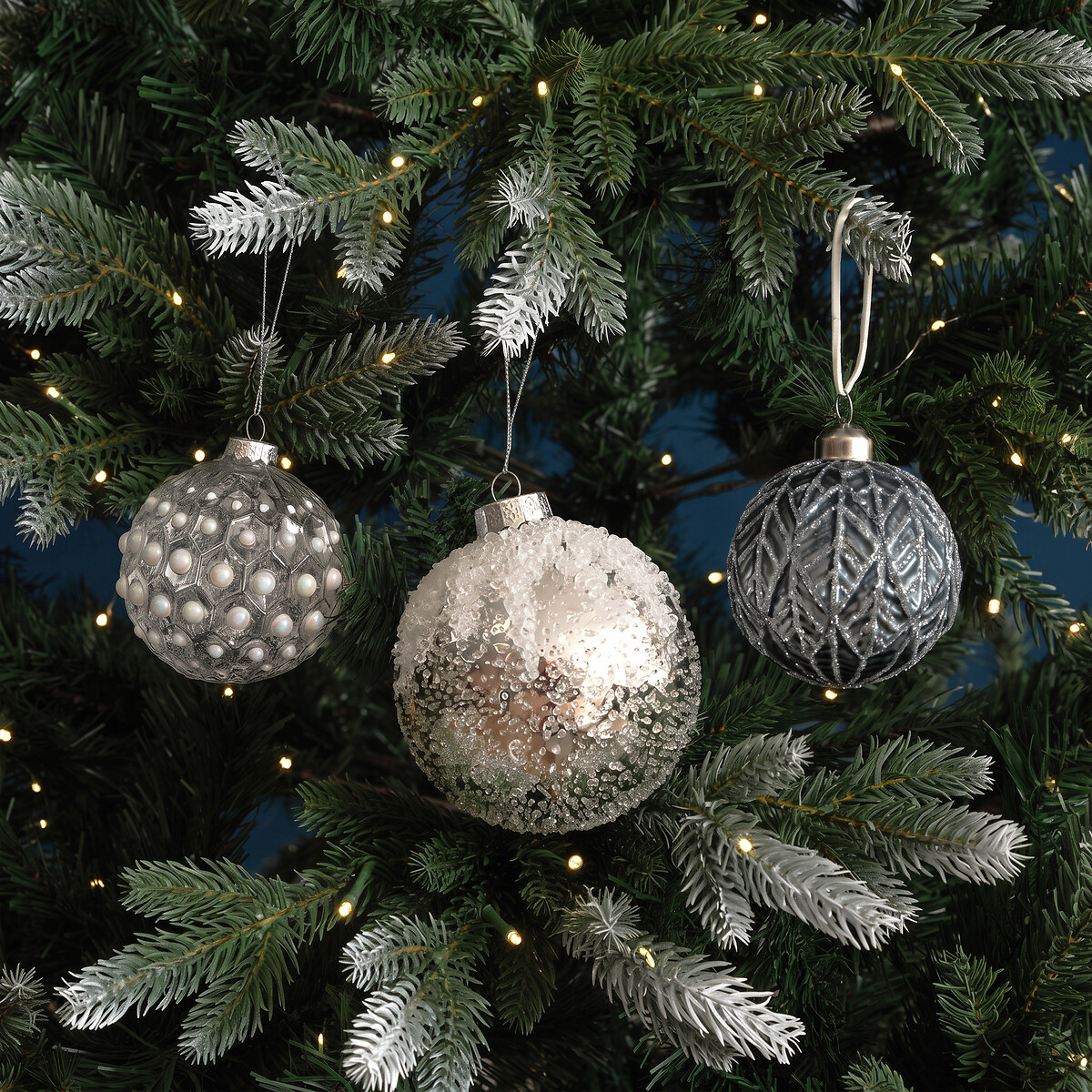 Set of 3 Assorted Texture Baubles, SO'HOME