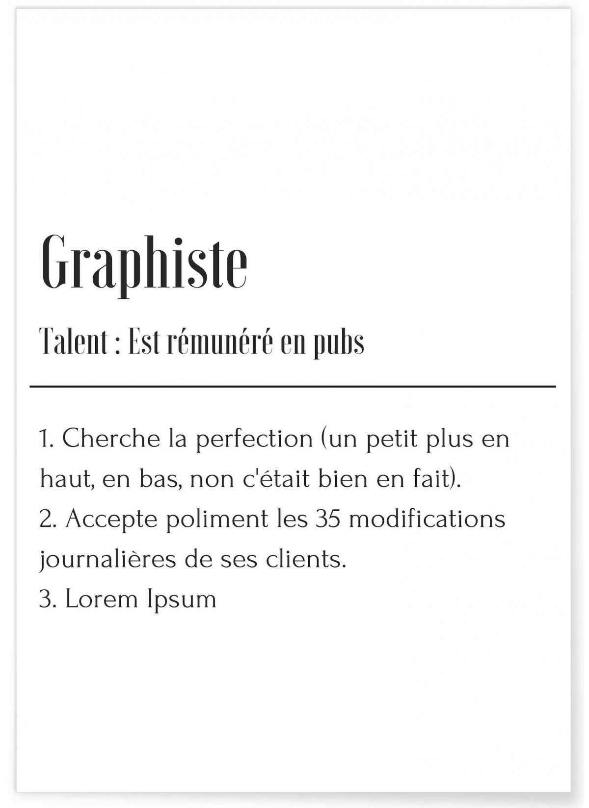 Affiche Définition Graphiste, L'AFFICHERIE