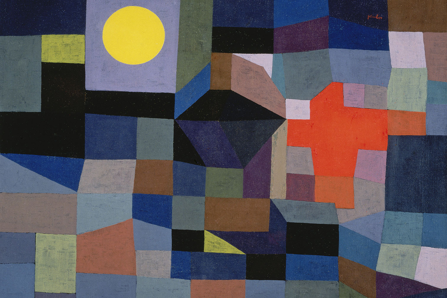 Tableau d'art classique Paul Klee Feu par Pleine Lune, HEXOA