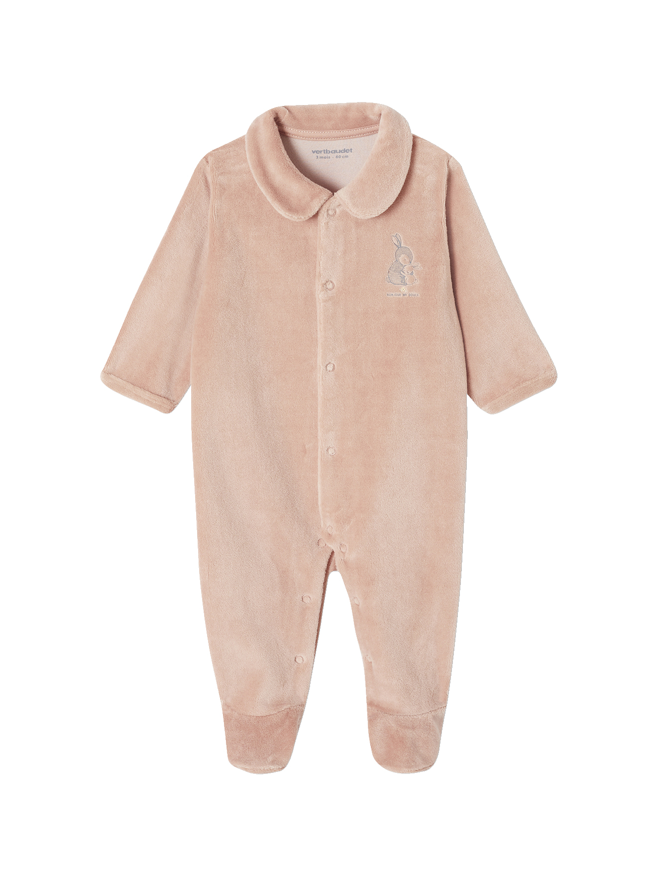 Lot 2 Dors-Bien Bébé Velours Ouverture Naissance – Pieds Antidérapants, Coton Bio, Pressions Faciles – VERTBAUDET