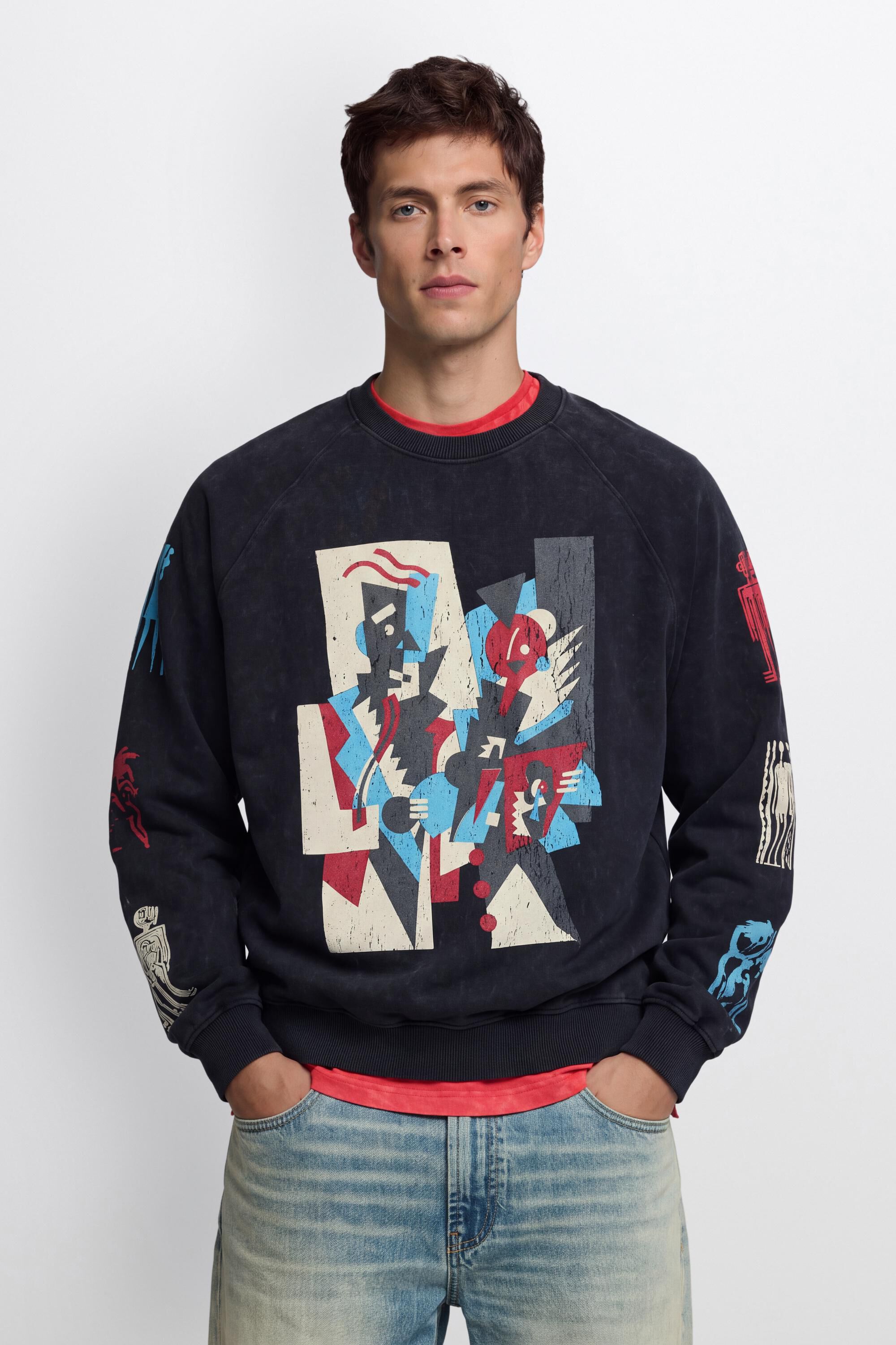 sweat vintage imprimée, DESIGUAL