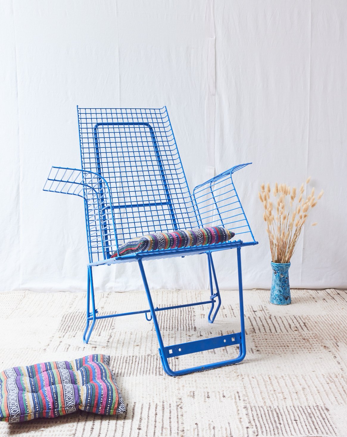 Fauteuil industriel bleu Jakob N°904 - Bon état, DEBONGOUT