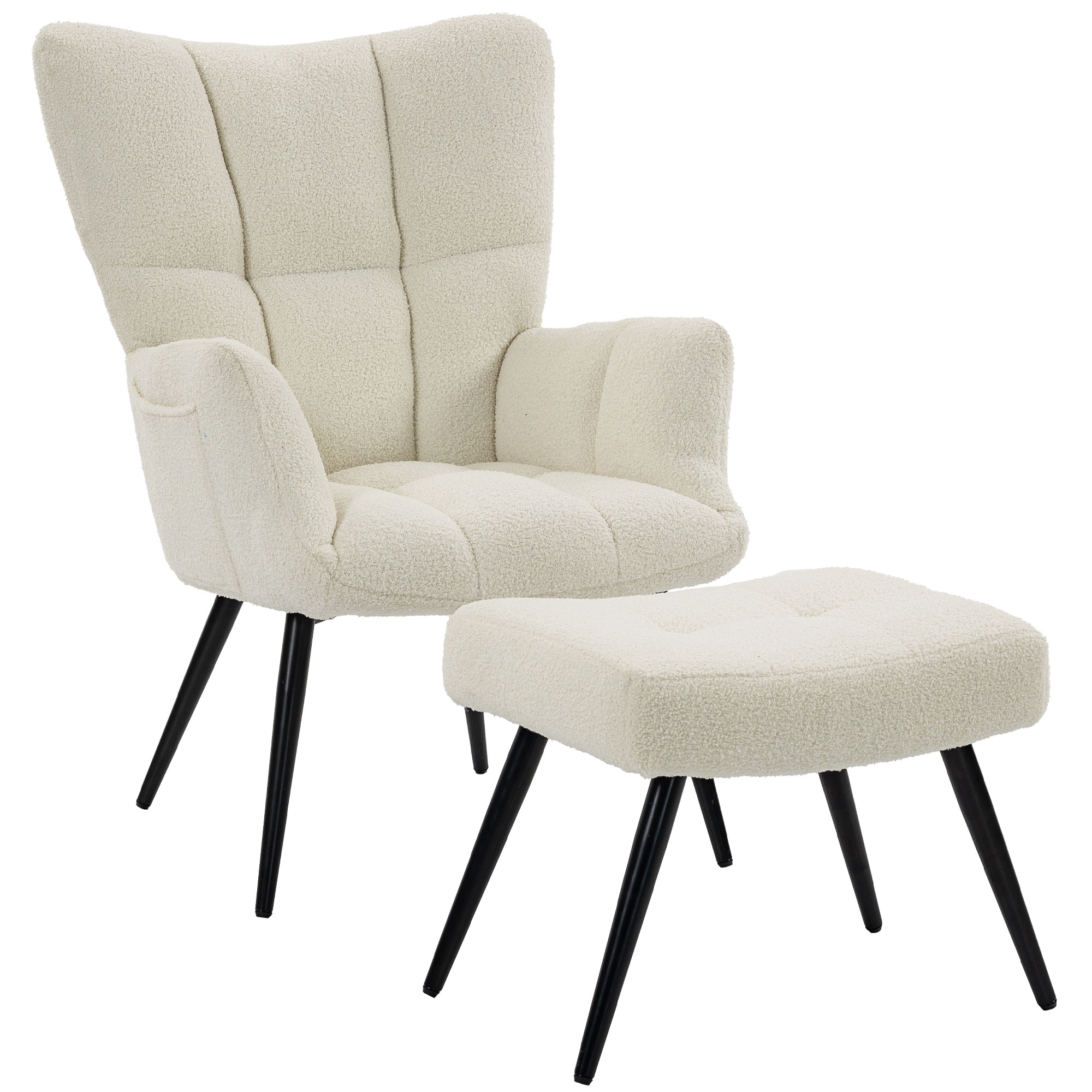 Fauteuil d'appoint avec repose-pieds Peluche, HOMCOM