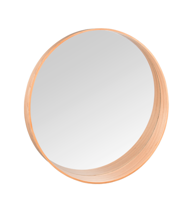 Miroir design en bois rond, LINDE, BOITE A DESIGN