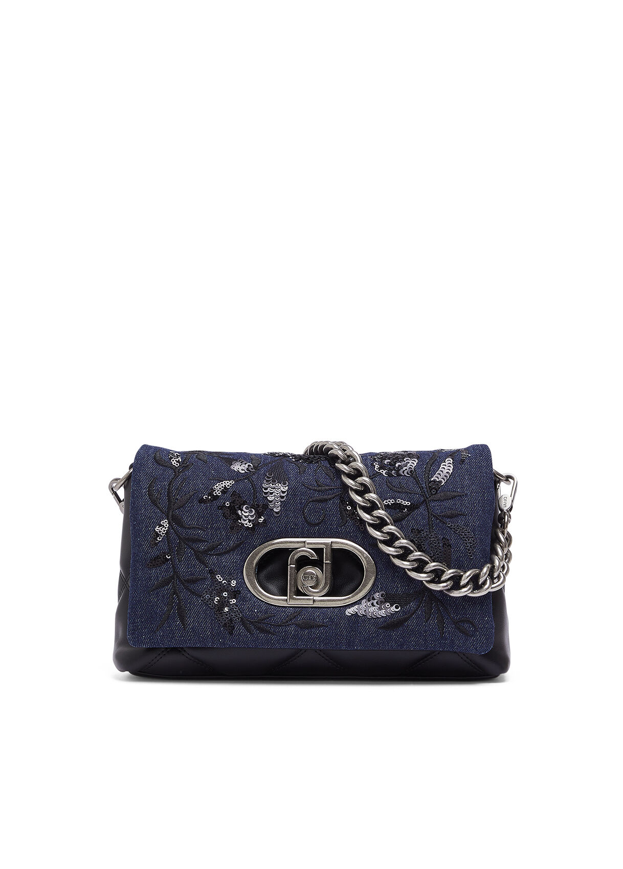 Sac LaPuffy format moyen en denim brodé, LIU JO
