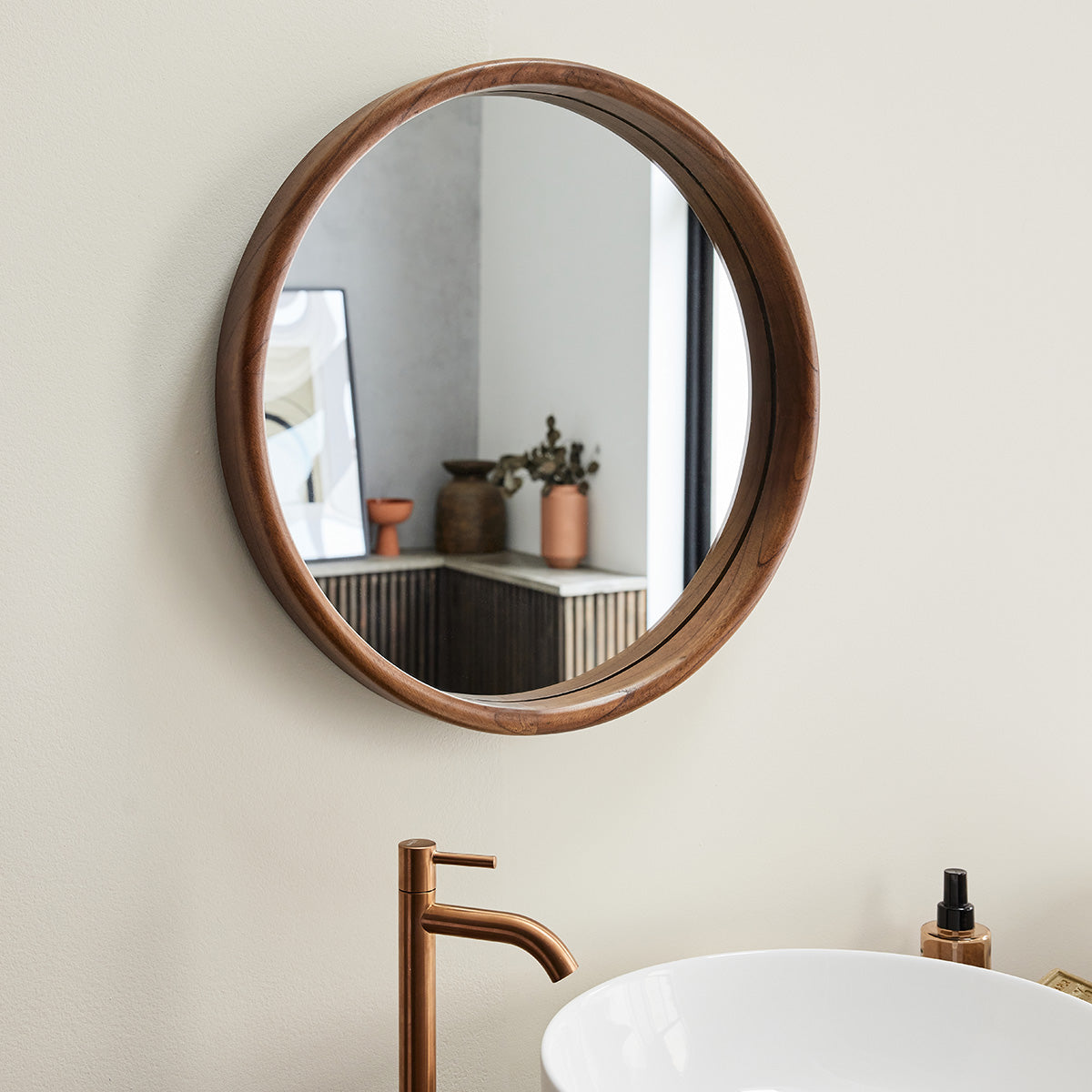 Miroir en bois massif 50 cm TRINIDAD, BERAH GETAH