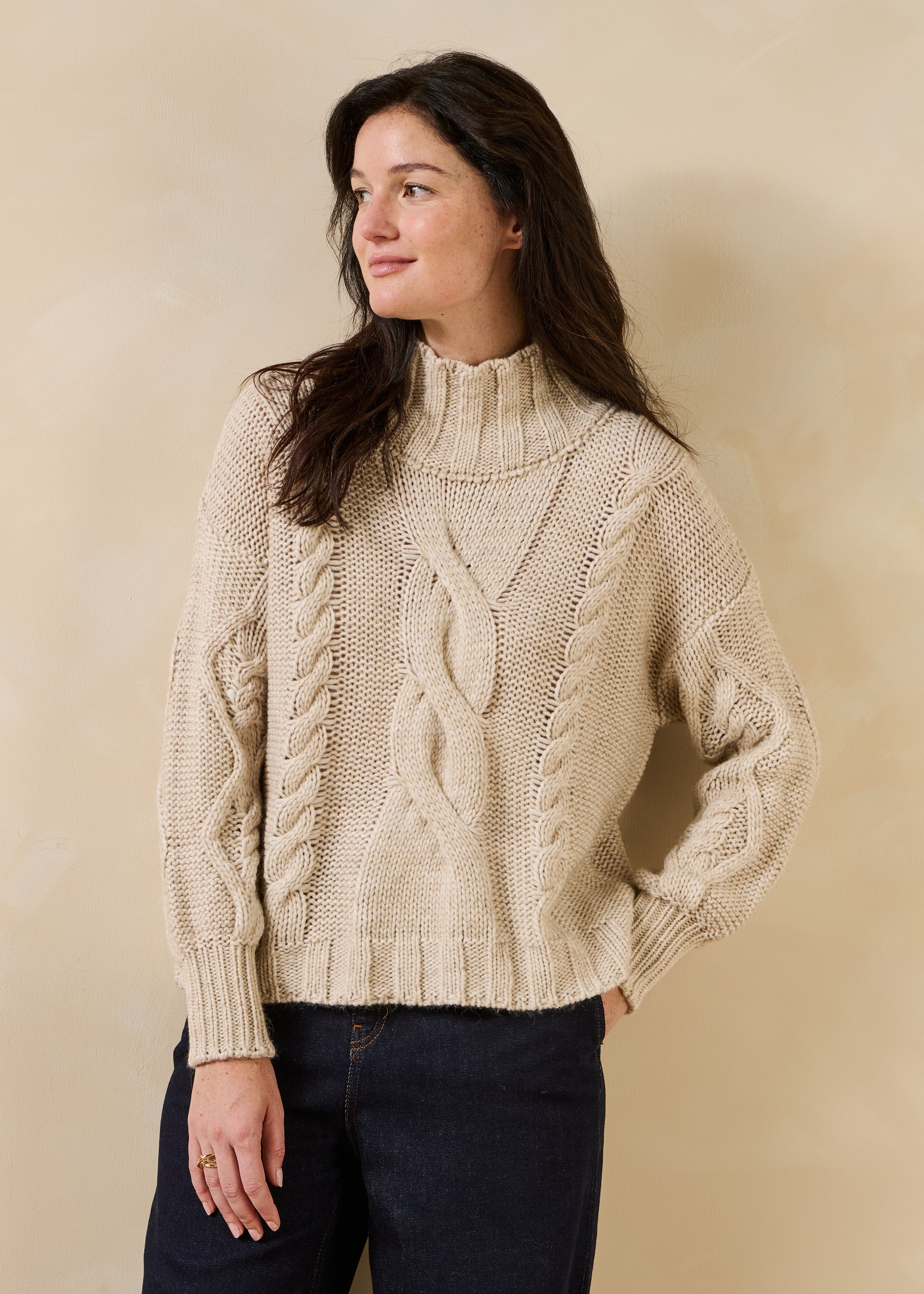 Pull manches longues en maille col montant, LA FEE MARABOUTEE
