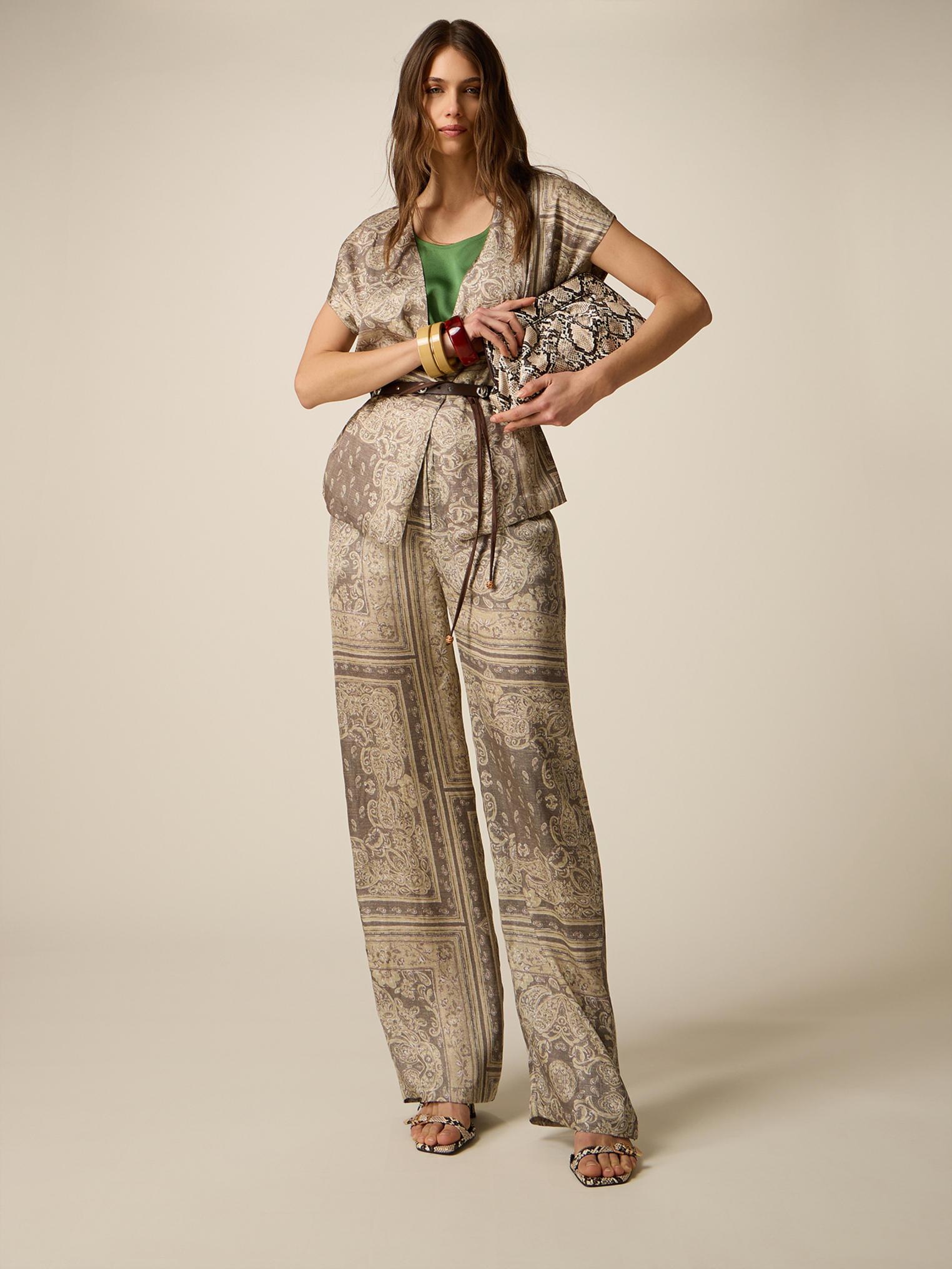 Pantalon palazzo à motifs, OLTRE